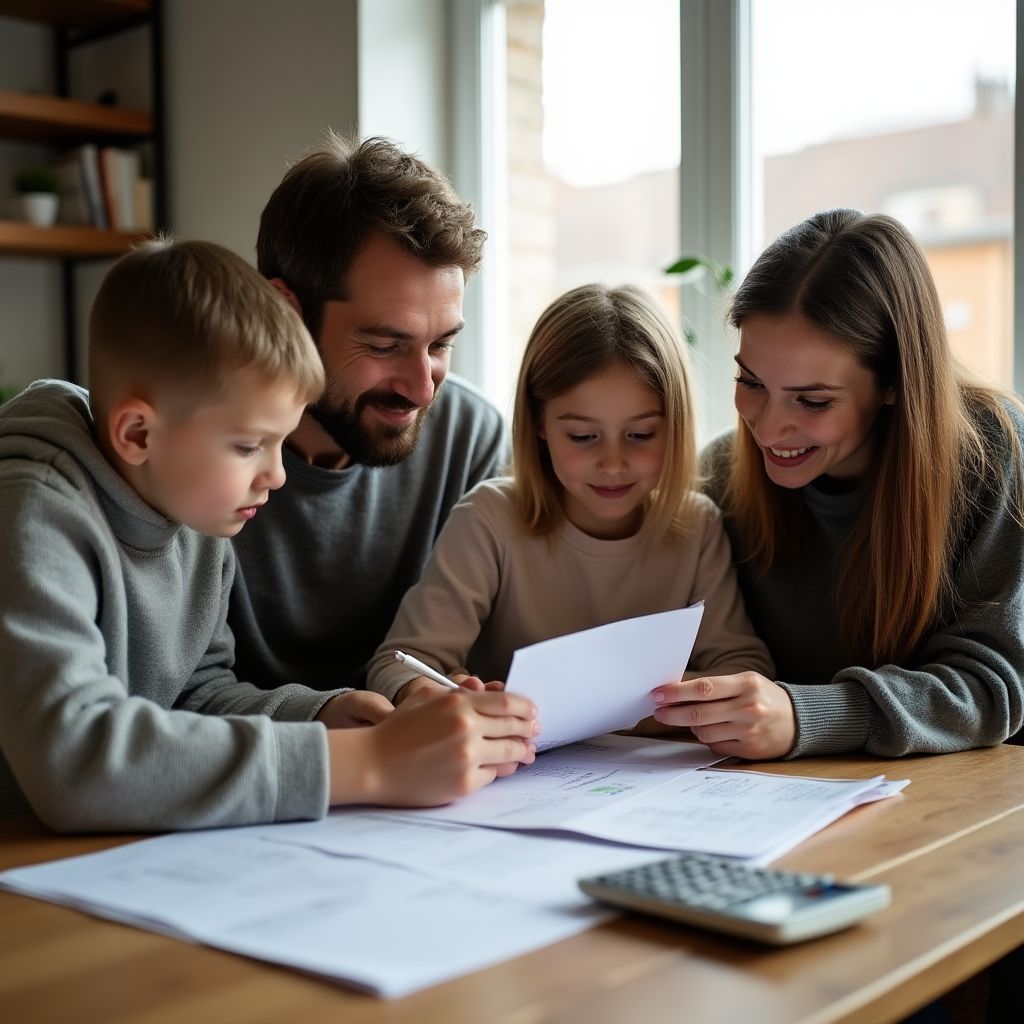 Famille planifiant son budget