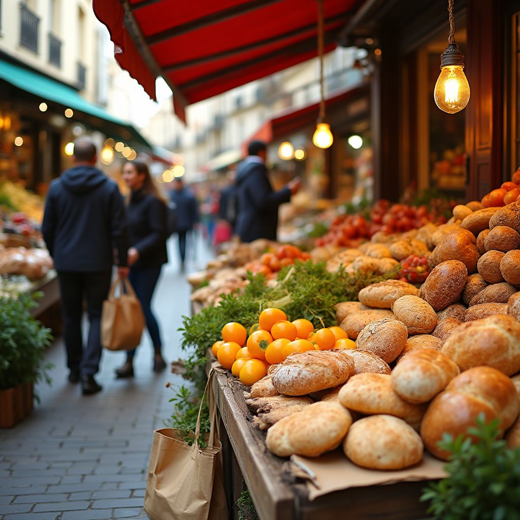 Marché alimentaire français typique